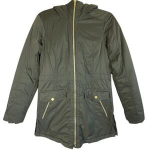 Athleta Hooded Quilted Lined Insulated Parka Hooded Jacket Olive Green Womens XS